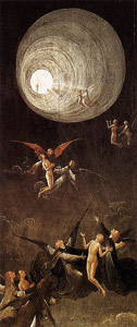 Hieronymus Bosch: Der Flug zum Himmel (1500-1504), Öl auf Holz, 87x40 cm.