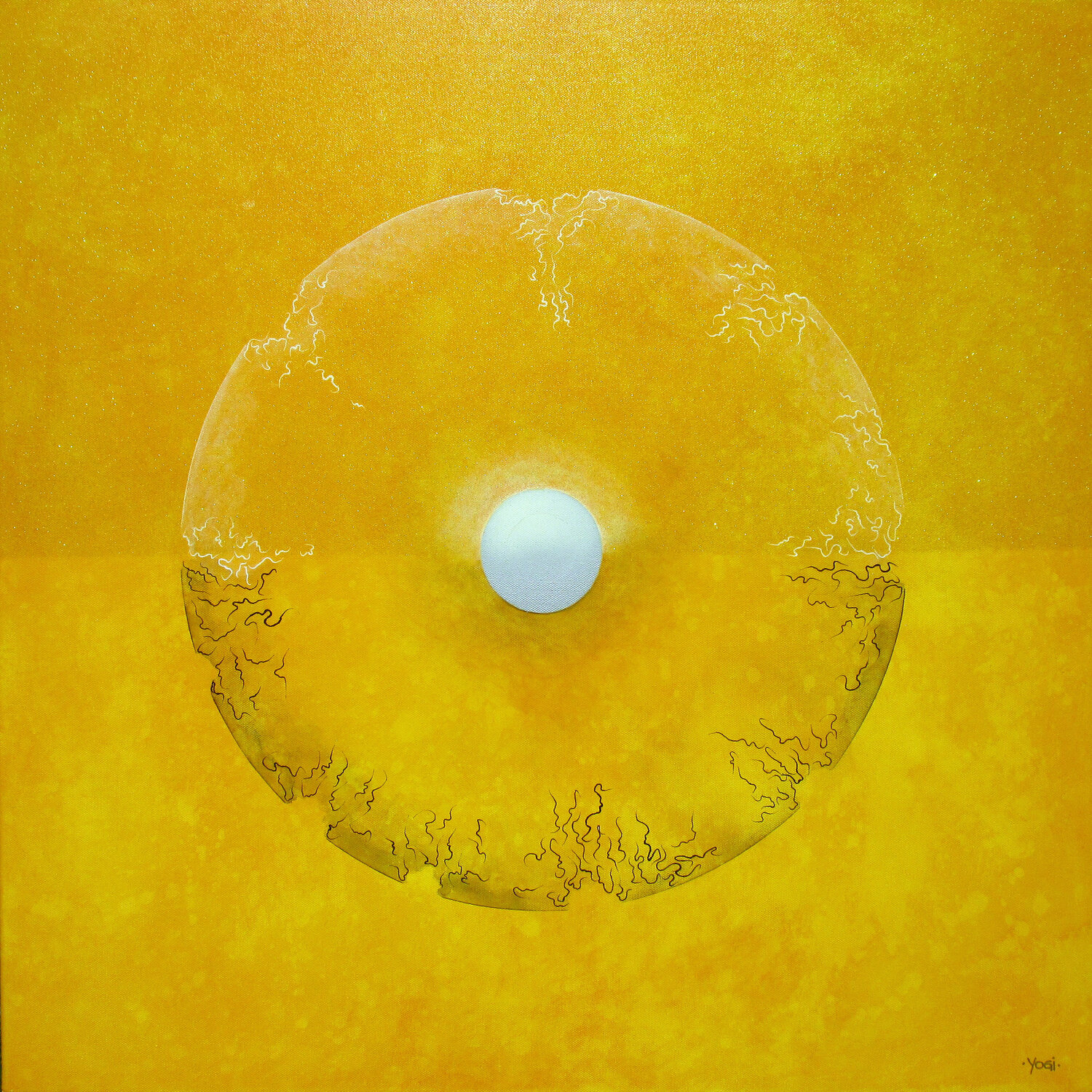 
Nada Brahma 5 (2018, Acryl, Tinte auf Leinwand, 70x70cm).